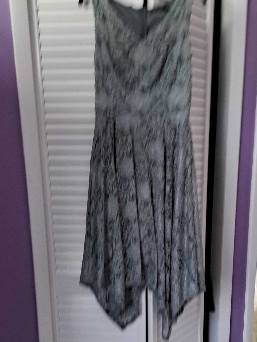 Womens Asymmetrical Gray Patterned Handkerchief Hem Skirt